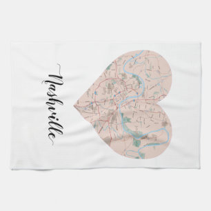 Nashville Heart Map Tea Towel