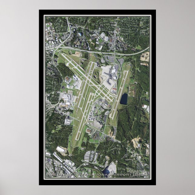 Nashville Intl Airport Tennessee Satellite Map Poster (Front)
