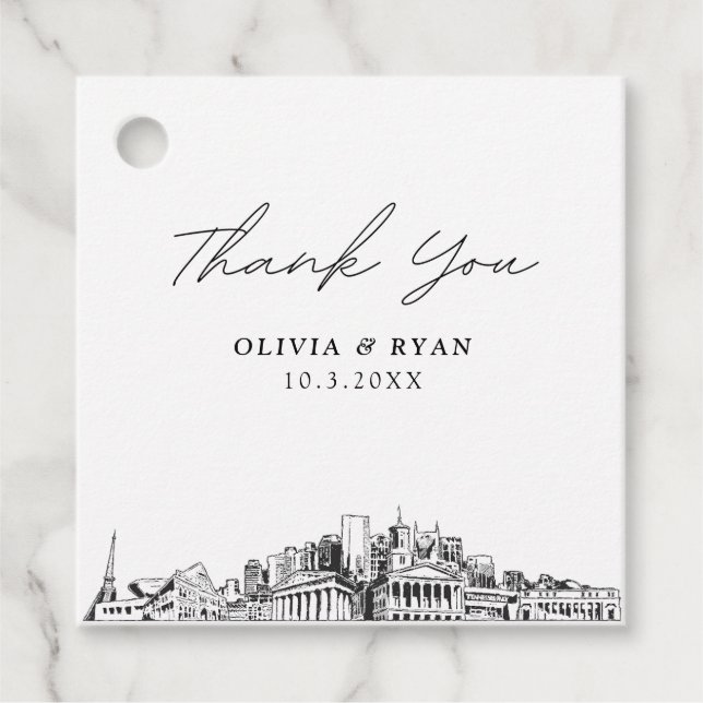 Nashville Landmarks Wedding Favour Tag (Front)