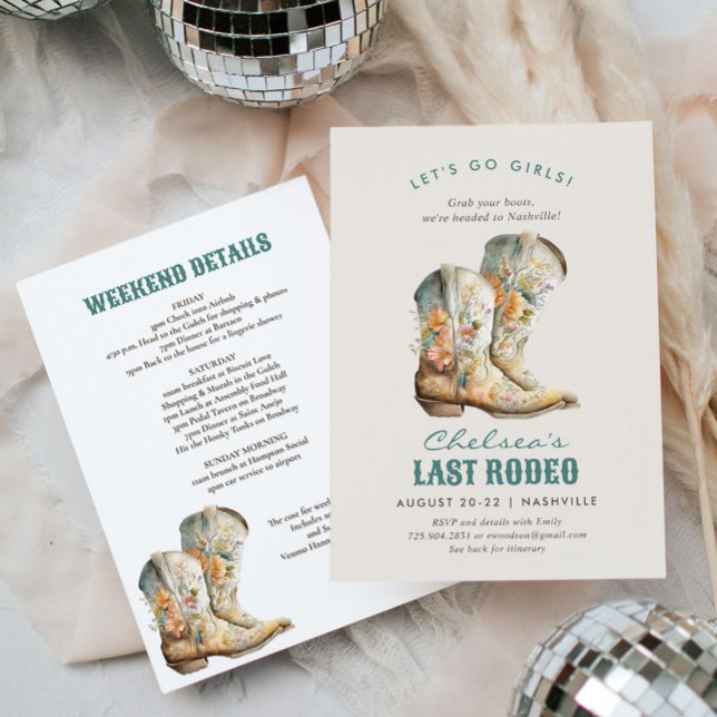 Nashville Last Rodeo Boots Bachelorette Party Invi Invitation (Creator Uploaded)