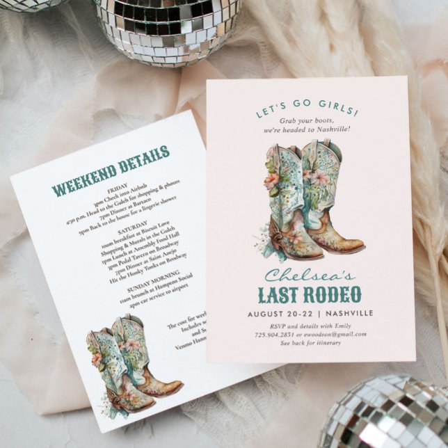 Nashville Last Rodeo Boots Bachelorette Party Invitation (Creator Uploaded)