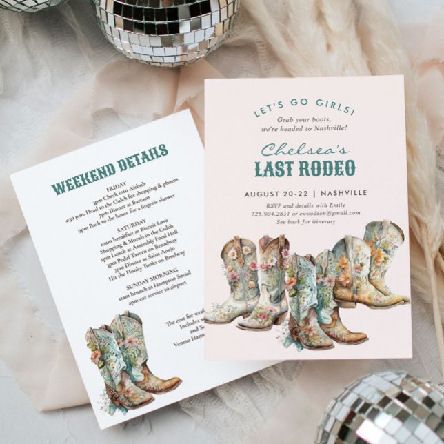 Nashville Last Rodeo Boots Bachelorette Party Invitation (Creator Uploaded)