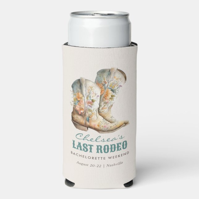 Nashville Last Rodeo Boots Bachelorette Party Seltzer Can Cooler (Seltzer Front)