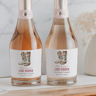 Nashville Last Rodeo Boots Bachelorette Party Sparkling Wine Label
