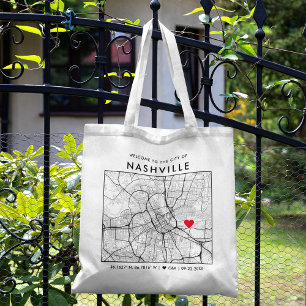 Nashville Love Locator   City Map Wedding Welcome Tote Bag