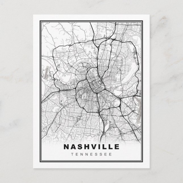 Nashville Map Holiday Postcard (Front)