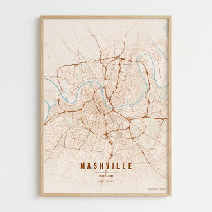Nashville Map Print Tennessee City Map Wall Art 