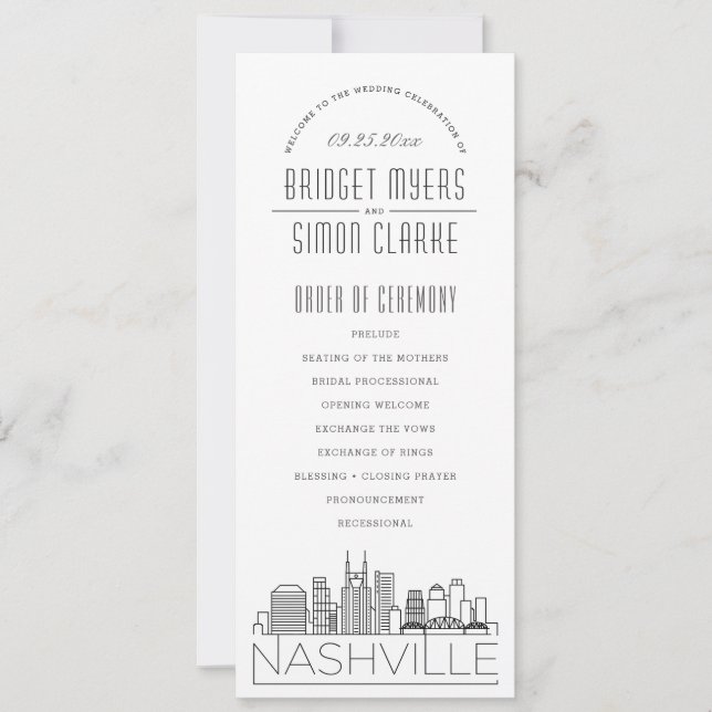 Nashville | Modern Deco Wedding Program Invitation (Front)