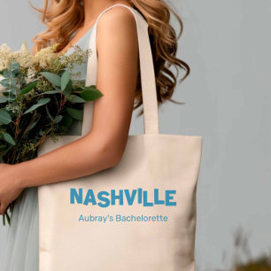 Nashville Modern Minimalist Blue Bachelorette Tote Bag