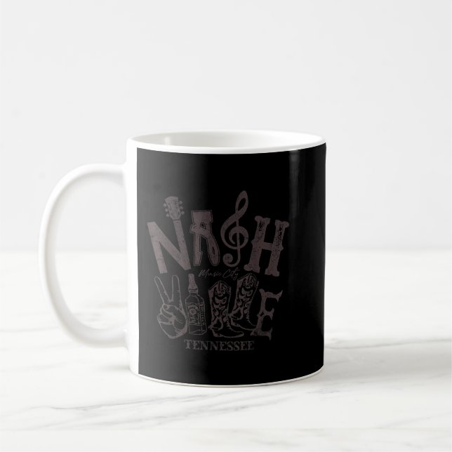 Nashville Music City Distressed Whiskey Tennessee  Coffee Mug (Left)