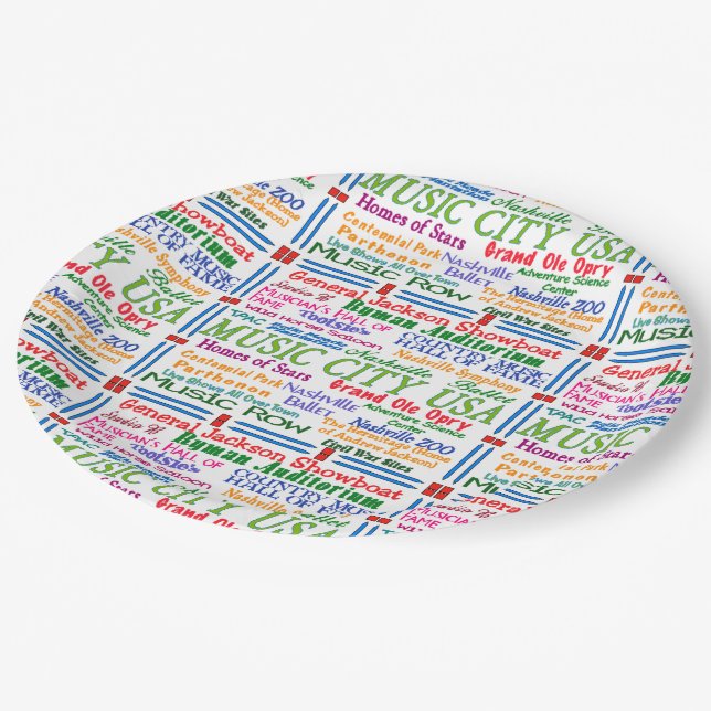 Nashville Music City Paper Plate (Angled)