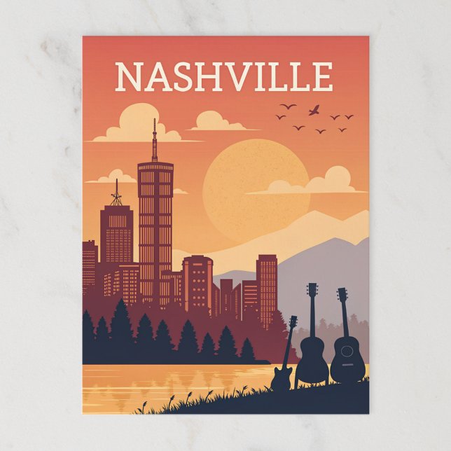 Nashville: Music City Skyline at Sunset Postcard (Creator Uploaded)