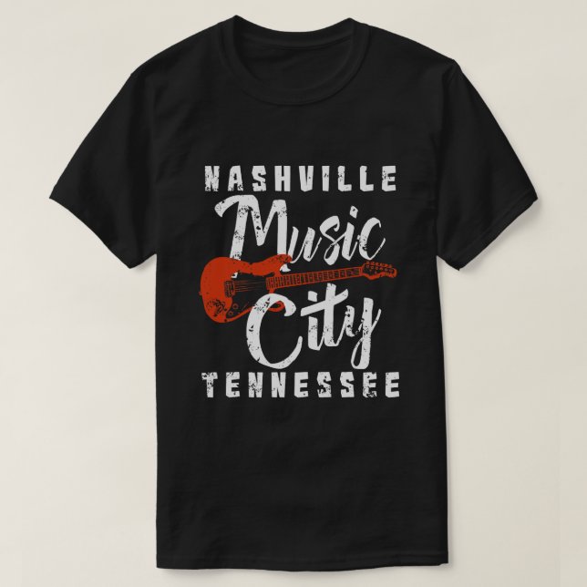 Nashville Music City Tennessee I Bass Guitar Shirt (Design Front)