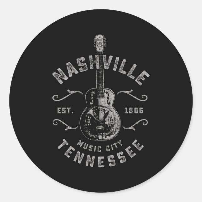 Nashville Music City Usa Classic Round Sticker (Front)