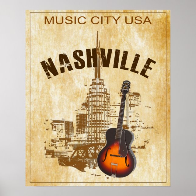 Nashville Music City Vintage Travel Poster (Front)