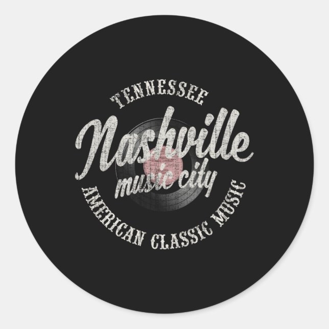 Nashville Music City Vinyl Classic Round Sticker (Front)