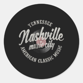 Nashville Music City Vinyl Classic Round Sticker
