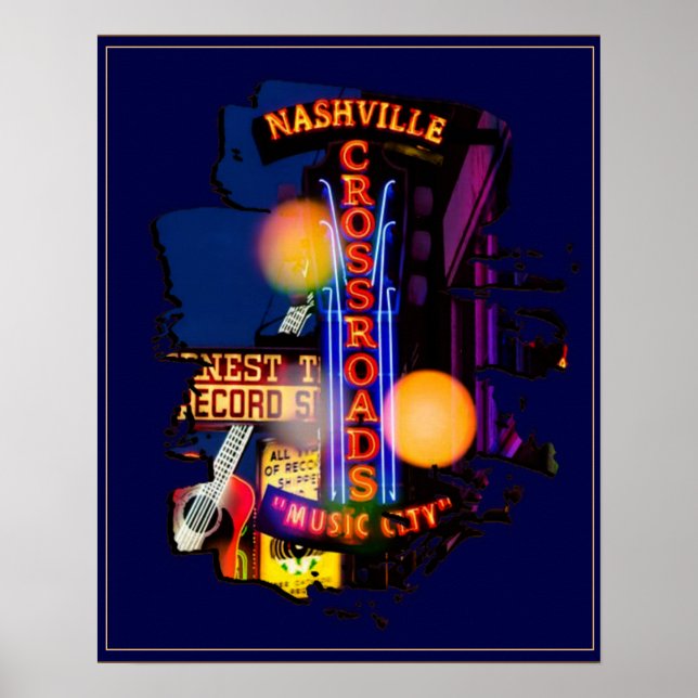 Nashville Nightlife Vintage Poster (Front)