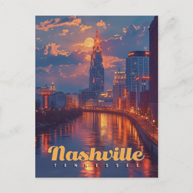 Nashville Nights: Skyline Reflections Postcard (Front)