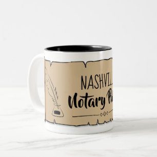 Nashville Notary Public Scroll Feather Quill Two-Tone Coffee Mug