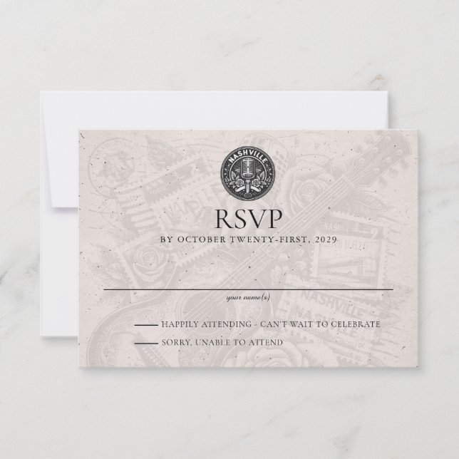 Nashville Passport Wedding RSVP Card (Front)