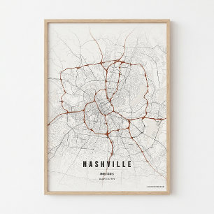 Nashville Poster Print Tennessee City Map Wall Art