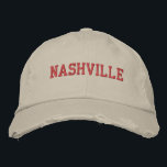 NASHVILLE Red Embroidery Vintage Style Embroidered Hat<br><div class="desc">NASHVILLE Red Embroidered vintage style distressed cotton hat. Makes a wonderful gift for anybody who loves Nashville TN! If you would prefer to have your personal text then simply select "Personalise this template" details button to enter your choice of custom text. Embroidery is also customisable to other colour choices by...</div>