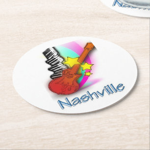 Nashville Rhythm Round Paper Coaster