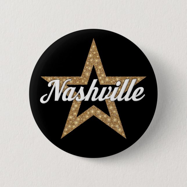 Nashville Script With Star (White Type) Button (Front)