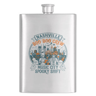 Nashville Skeleton Medical Staff Skyline Night Sce Hip Flask