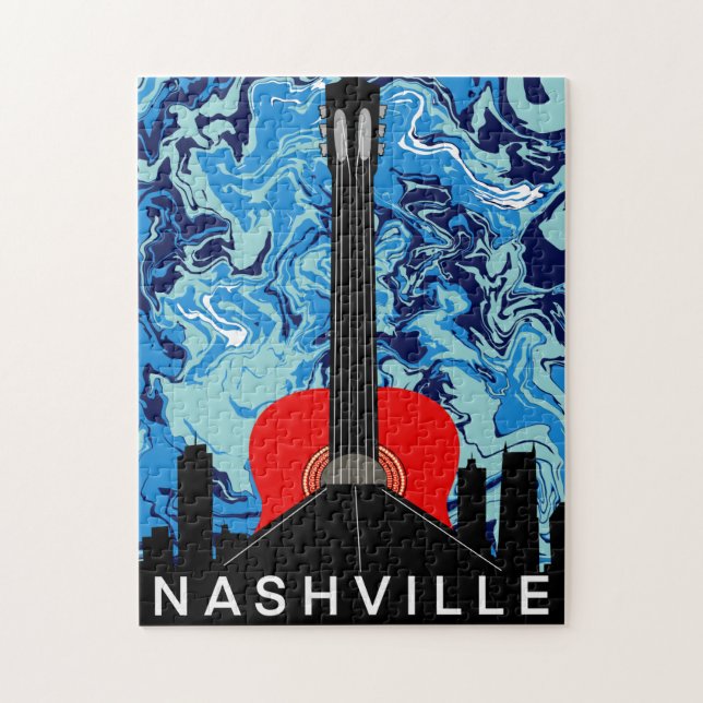 Nashville Skyline Guitar Poster Jigsaw Puzzle (Vertical)
