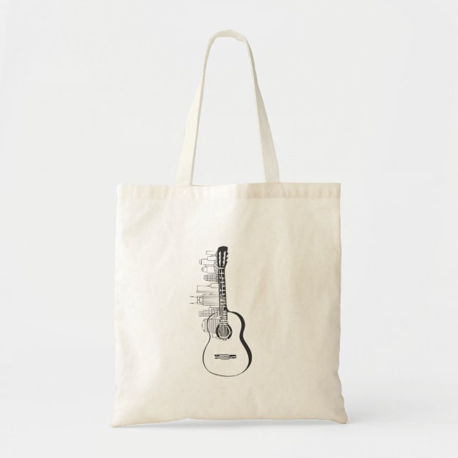 Nashville Skyline Guitar Tote Bag (Front)
