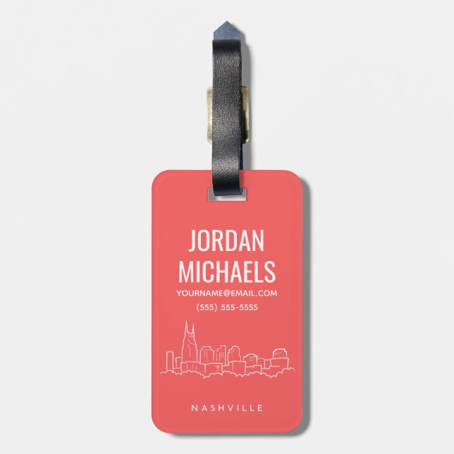 Nashville Skyline Luggage Tag (Back Vertical)