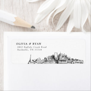 Nashville Skyline Modern Return Address Labels