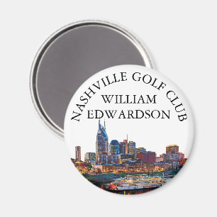 Nashville Skyline Personalised Golf Club Name Magnet