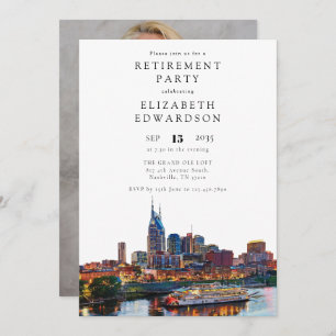 Nashville Skyline Retirement Party Photo Invitation