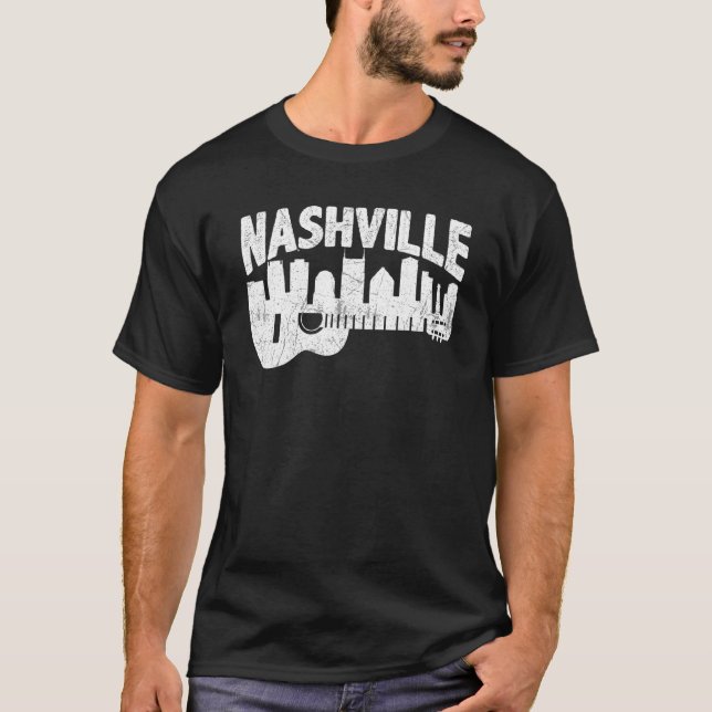 Nashville Skyline Tennessee Country Music Guitar P T-Shirt (Front)