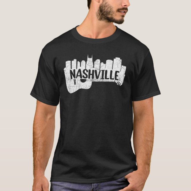 Nashville Skyline Tennessee Country Music Guitar P T-Shirt (Front)