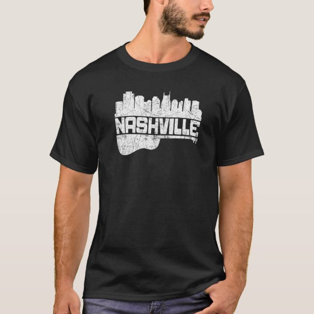 Nashville Skyline Tennessee Country Music Guitar P T-Shirt (Front)