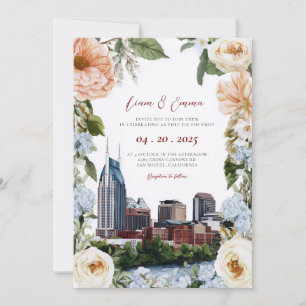 Nashville Skyline Watercolor Destination Wedding Invitation