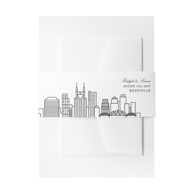 Nashville Skyline Wedding |  Invitation Belly Band (Front Example)