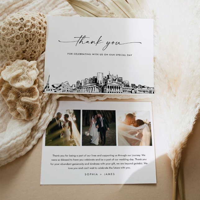 Nashville Skyline Wedding Photo Thank You Card (Creator Uploaded)