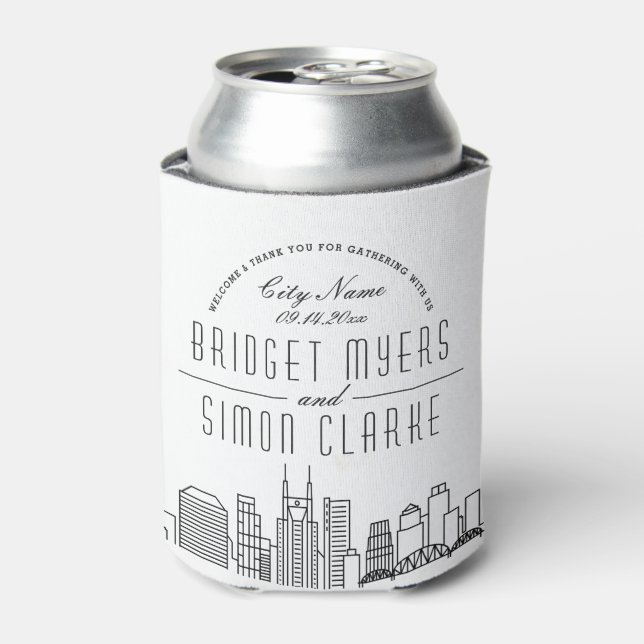 Nashville Stylised Skyline | Wedding Can Cooler (Can Front)