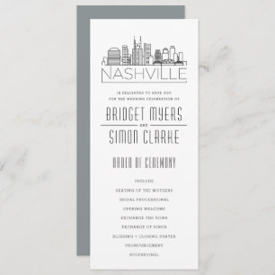 Nashville Stylised Skyline   Wedding Program Invitation