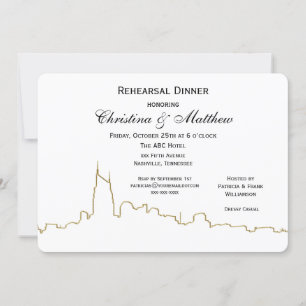 Nashville Tenn Skyline Outline Rehearsal Dinner Invitation