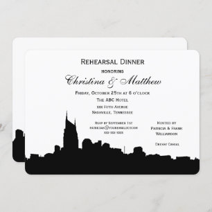 Nashville Tenn Skyline Silhouette Rehearsal Dinner Invitation