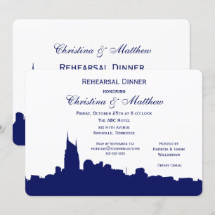 Nashville Tenn Skyline Silhouette Rehearsal Dinner Invitation