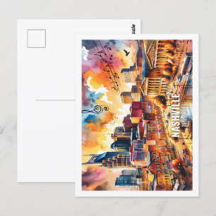 Nashville Tennesse USA Famous Place watercolor Postcard