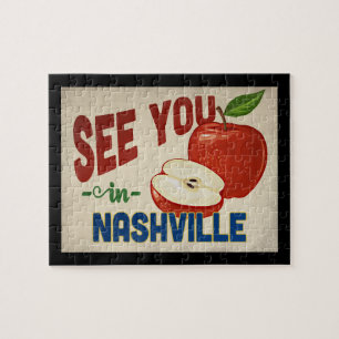 Nashville Tennessee Apple - Vintage Travel Jigsaw Puzzle