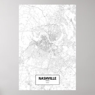 Nashville, Tennessee (black on white) Poster